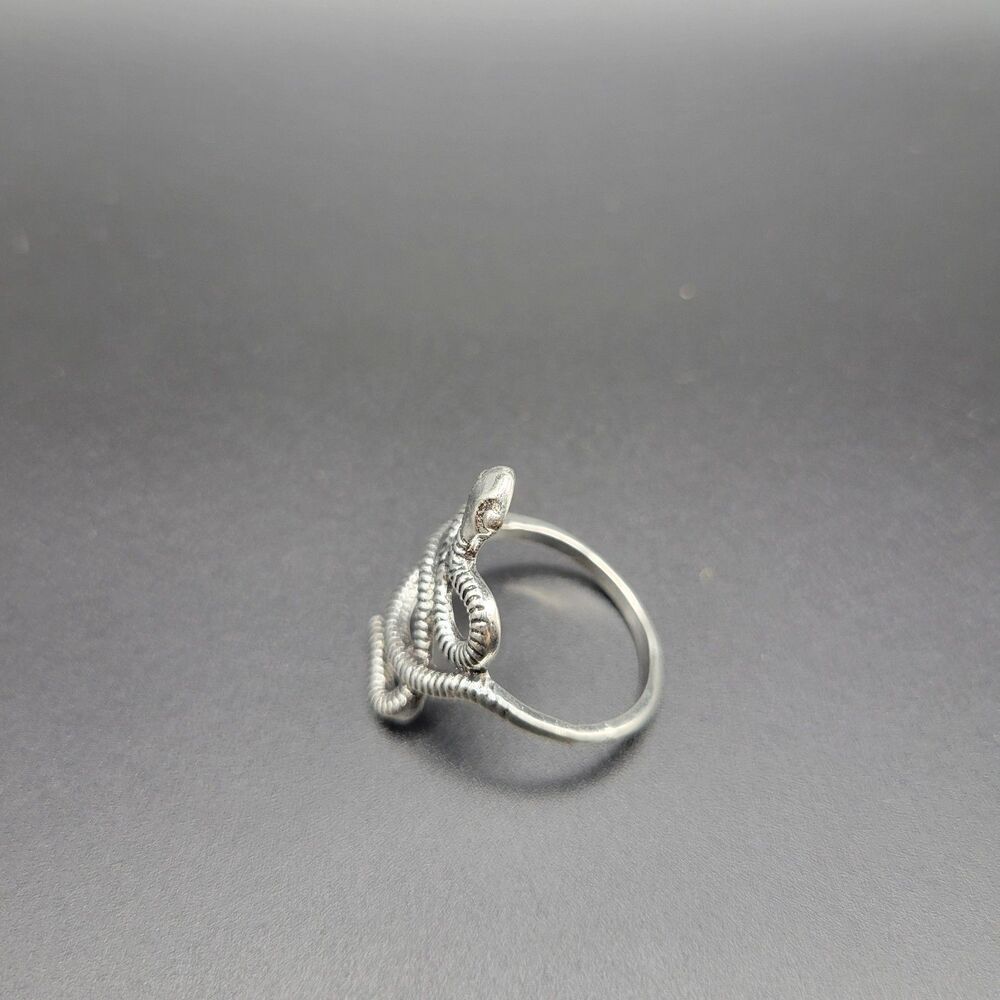 Size 7 Gothic Wrap Unisex Silver Stainless Steel Vintage Snake Ring Jewelry